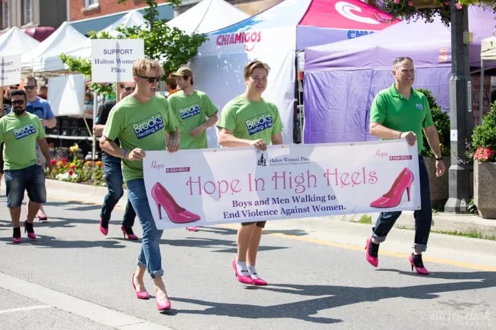 Brooks team walking in Halton Women's Place Hope in High Heels fundraiser