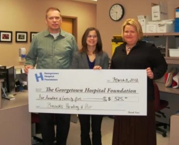 Brooks Heating & Air donation to the local hospital, 2011